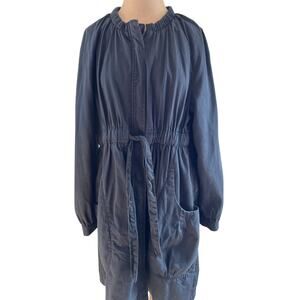 W's VTG H&M Black cotton‎ duster, lined sz 16 goth punk Y2K